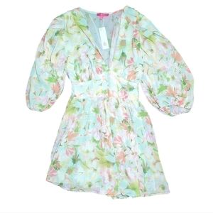 NWT Baltic Born Flying Tomato Floral Balloon Sleeve Mini Dress Size S
